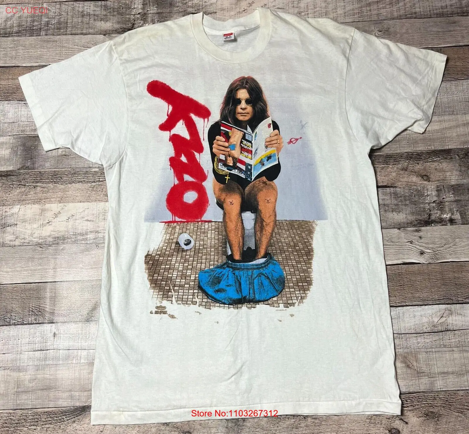 Ozzy Shirt Xl White Vintage '92 Tour No More Tours Tour Bathroom Toilet Reading