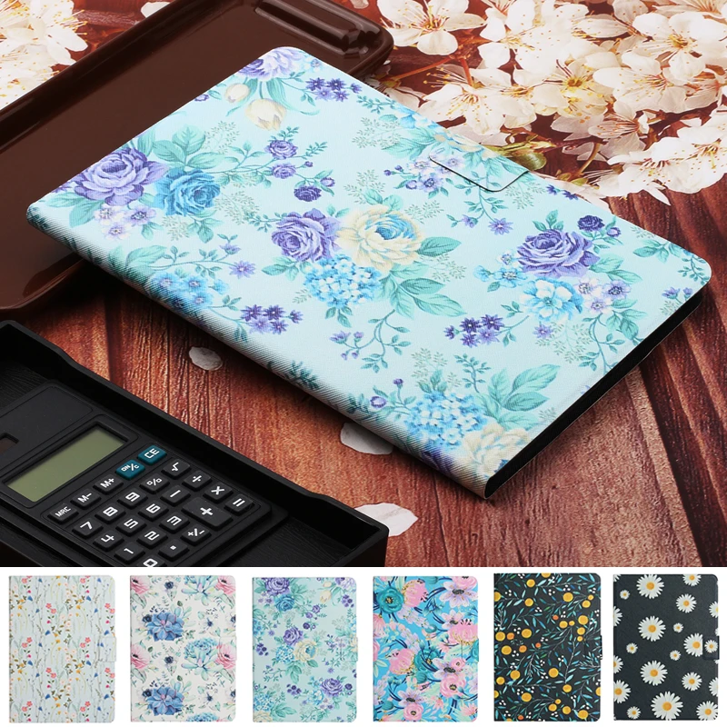 

For Huawei Mediapad T5 Case 10.1 inch Flower Painted Wallet Stand Tablet Cover For Funda Huawei Mediapad T5 10 Case Coque Women