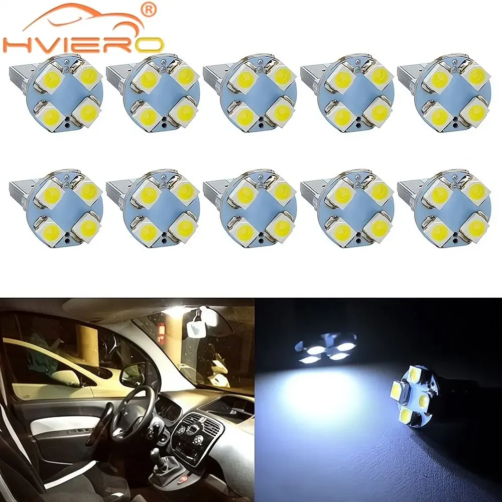 10X White W5W T10 Bulbs 1210 3528 4 Smd Auto Led Canbus Signal Corner Light Bulb Door Lamp Reading Interior Lighting Car Styling