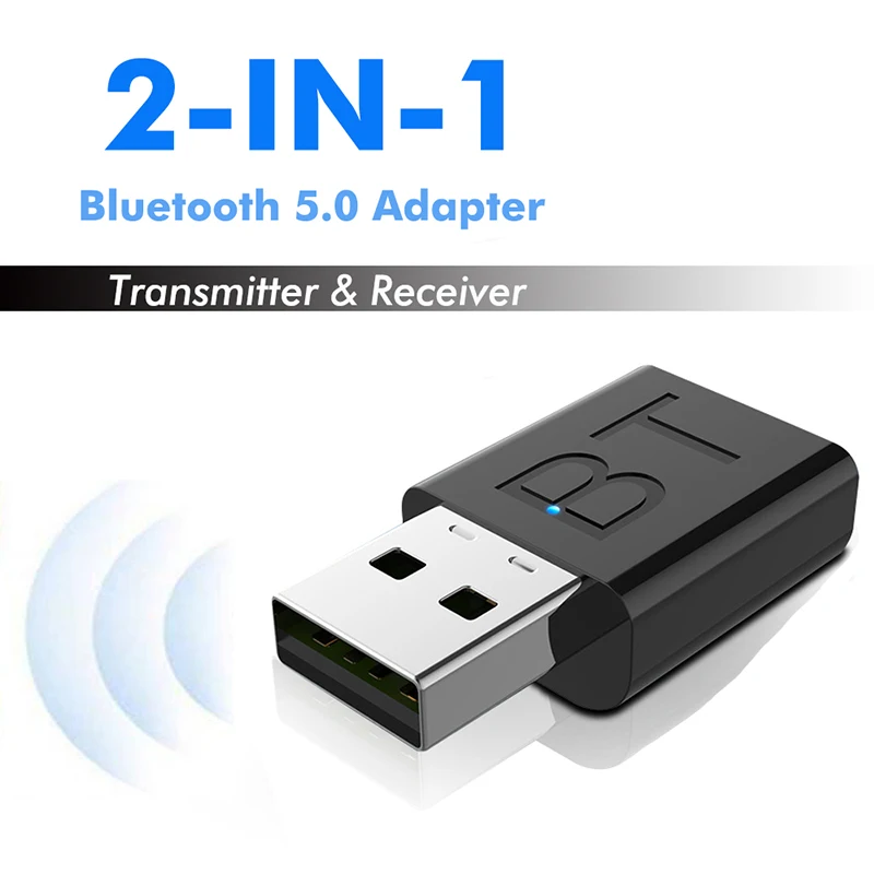 2 In 1 USB Bluetooth 5.0 Transmitter Receiver Stereo Bluetooth RCA USB 3.5mm AUX For TV PC Earphones Home Stereo Car Hifi Audio