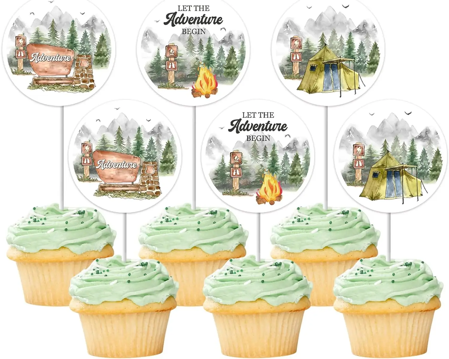 

National Park Baby Shower Decor Let The Adventure Begin Cupcake Toppers Mountain Woodland Nature Themed Awaits Baby Shower