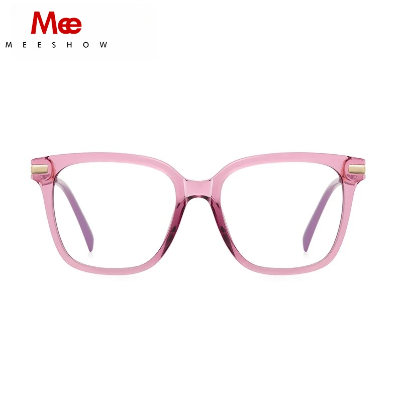 MEESHOW Brand Women's Reading Glasses Anti Blue Light Geometric Pink Frame Myopia Astigmatism Prescription Lenses Lady's  1729