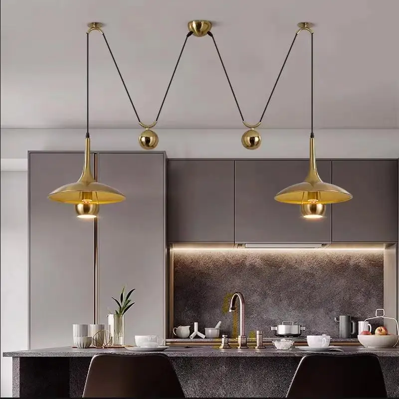 Nordic Creative LED UFO Wheel Pendant Light Living Room Dining Room Clothing Store Coffee Shop Height Adjustable Pendant Light