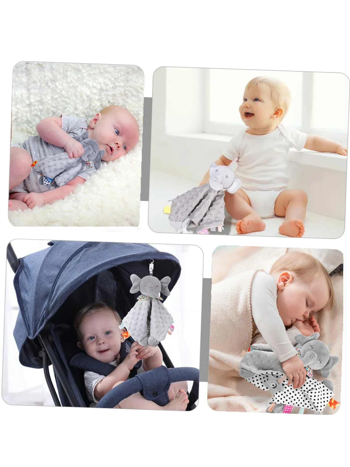 vvocci Comforter Elephant Baby Blanket Soft Appease TowelRattle Animals Toys Soothe Reassure Sleeping Towel Lathe HangingToddler