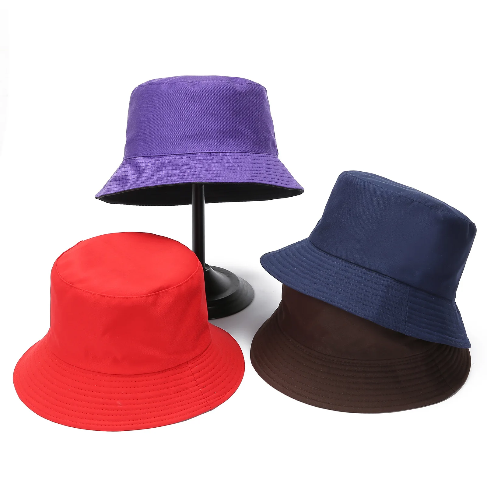 Double-sided Wearing Cap Solid Color Bucket Hat Men Women Sun Hat Reversible Fisherman Hat Summer Panama Cap Sun Fishing Gorros