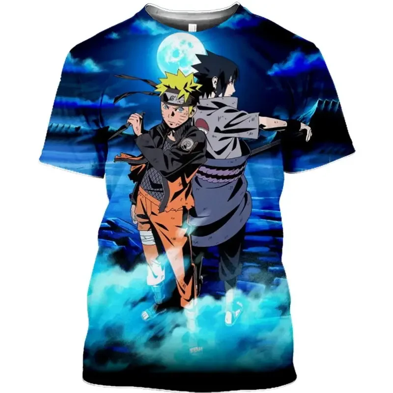 อะนิเมะเสื้อยืด Naruto แขนสั้น Uzumaki Naruto เสื้อยืด Uchiha Sasuke 3d พิมพ์ผู้ชายแขนสั้นเด็กเสื้อยืดด้านบน