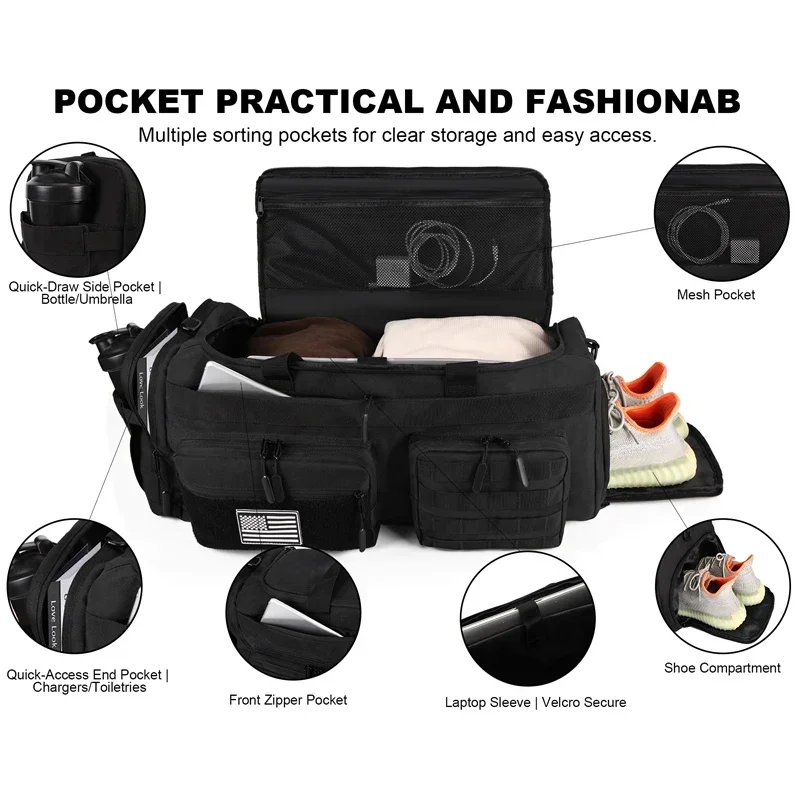 50L Sport-Reisetasche Molle Taktischer Rucksack Fitness-Tasche Große Reisetasche für Camping, Jagd und Angeln – Detail 3
