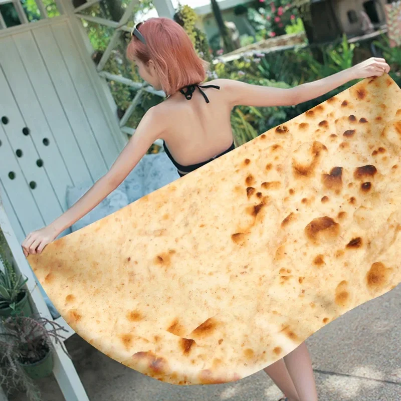 Funny Mexican Food Taco Burrito Beach Towel Lightweight Sand Free Spa Gym Sports Bath Towel Microfiber Quick Dry Swimming Cover