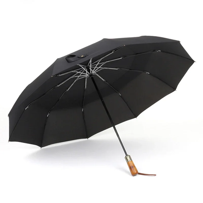 Big Umbrella Men Business Style 115cm Automatic Umbrella Rain Double Layer 10K Windproof Large Golf Umbrellas Wooden