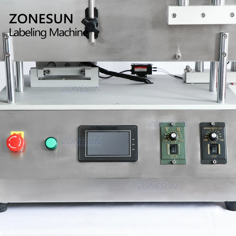 ZONESUN Bench Top Round Glass Jar Cans Wine Bottle Sticker Automatic Essential Oil Bottle Labeling Machine For Round Bottles