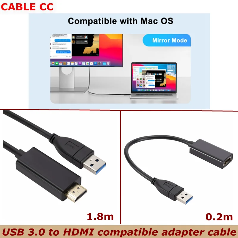 

Безкоштовный адаптер USB 3.0 к HDMI, адаптер «папа/гнездо» u-конвертер для Android MacOS, проекция расширения экрана компьютера