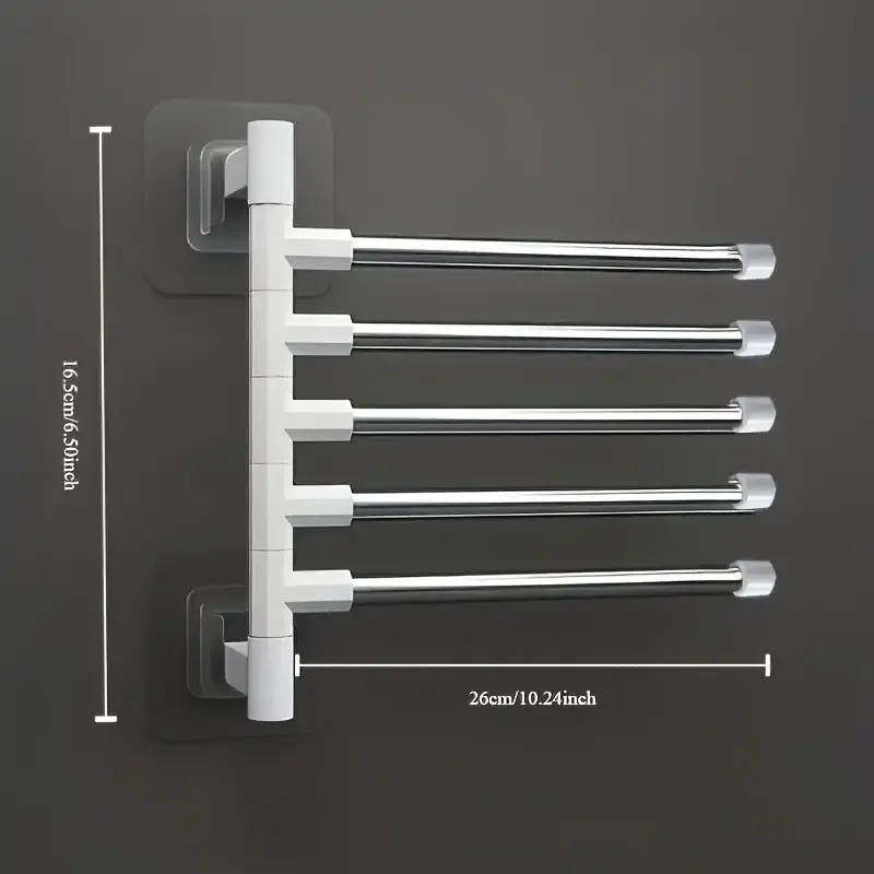 RV No-Drill Rotatable Towel Rack Bathroom Wall Mounted Swing Arm Towel Bar Holder Organizer Space Saving Bath Storage