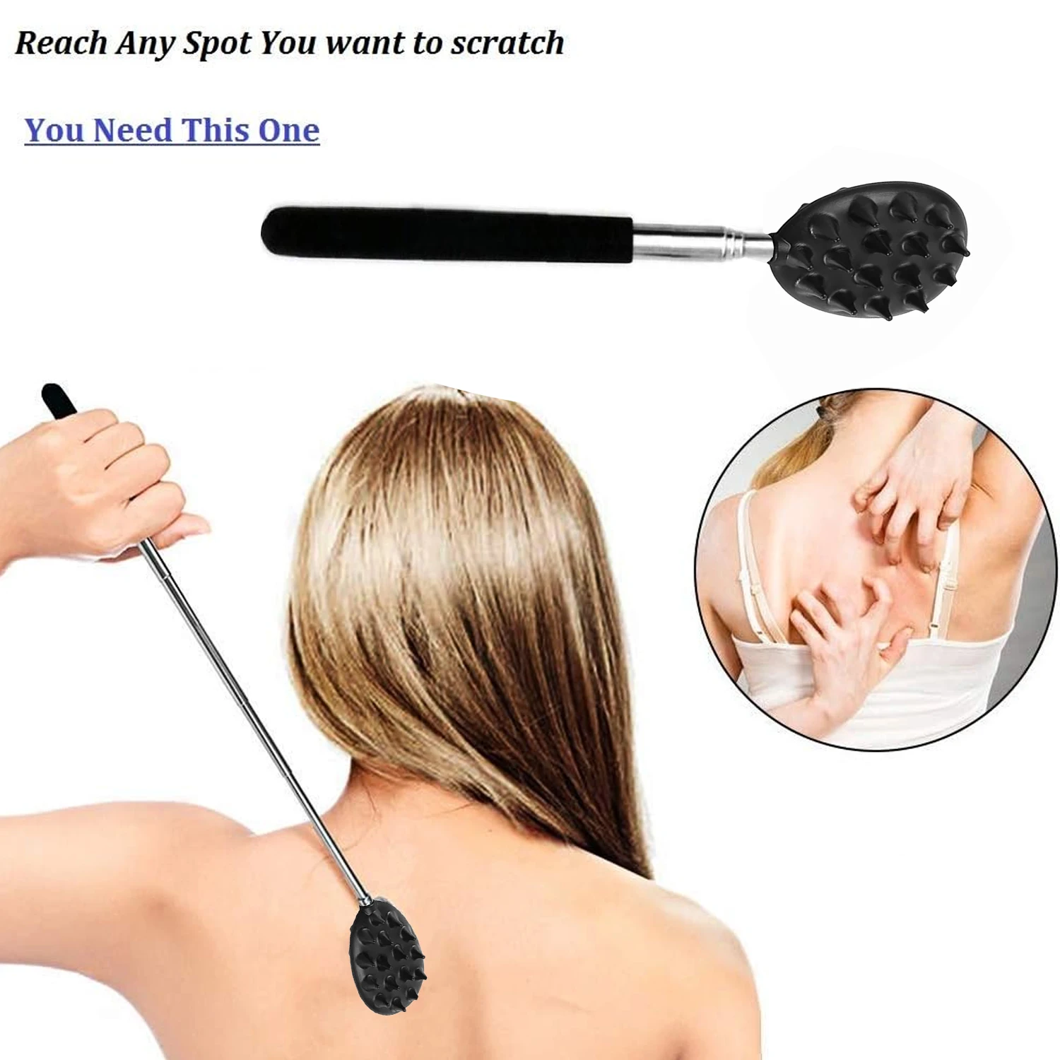 Handheld Back Scratcher Extendable Metal Portable Back Scratcher for Men Women Adults Telescoping Back Massager with PVC Handles