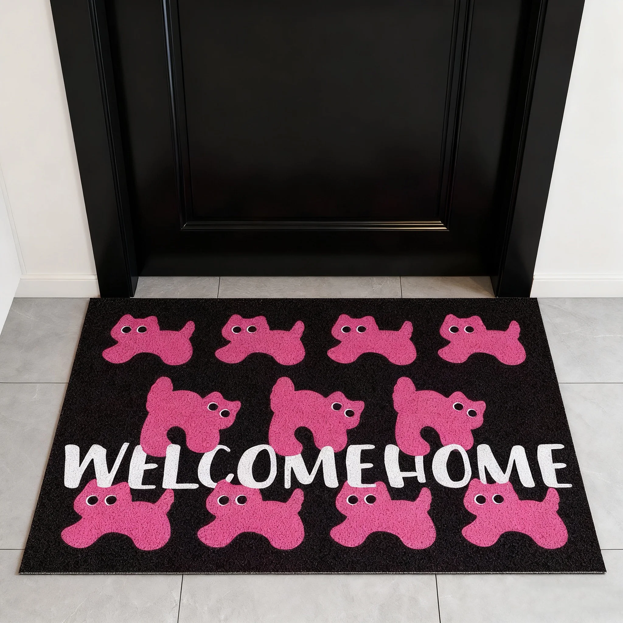 

Cool Pink Cat Entrance Doormat Anti-slip PVC Floor Mats Ins Style Entry Porch Hallway Entryway Home Decor Dust Removal Carpet