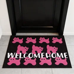 Cool Pink Cat Entrance Doormat Anti-slip PVC Floor Mats Ins Style Entry Porch Hallway Entryway Home Decor Dust Removal Carpet