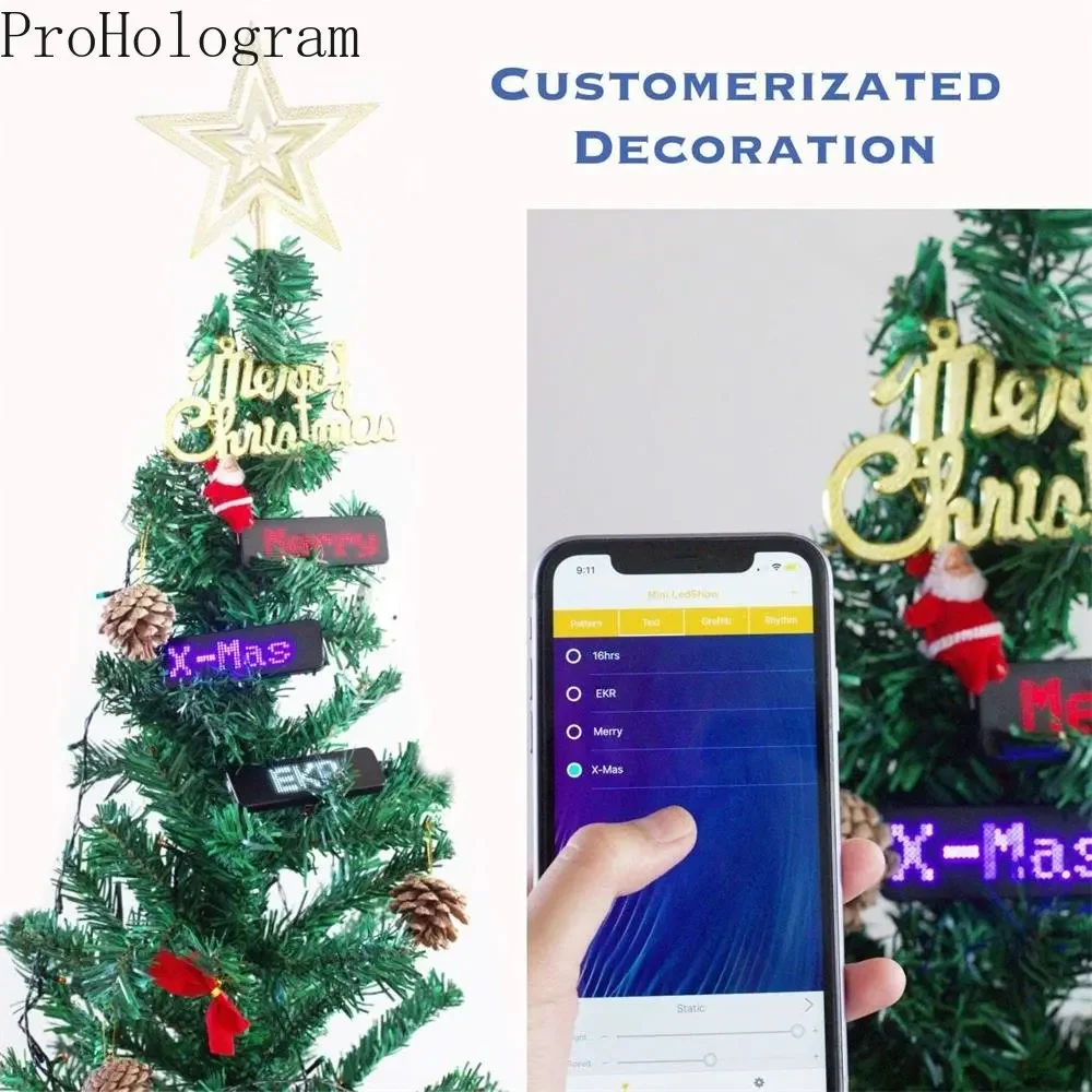 Rechargeable Bluetooth Digital LED Badge Insignia DIY Programmable Scrolling Message Board Mini LED Display LED Name Tag
