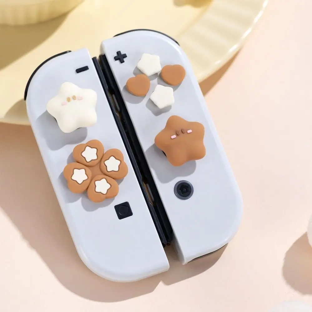 Cute Soft Cross D-pad Cover Silicone Protective Shell ABXY Key Sticker Thumb Stick Grip Game Accessories