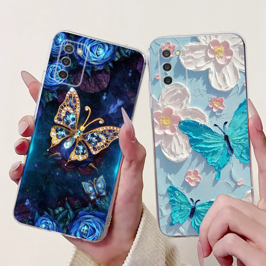 For Samsung Galaxy A03s Case Luxury Butterfly Painted Cover Soft Silicone Phone Case For Samsung A03s A 03 Galaxy A03 Core Shell