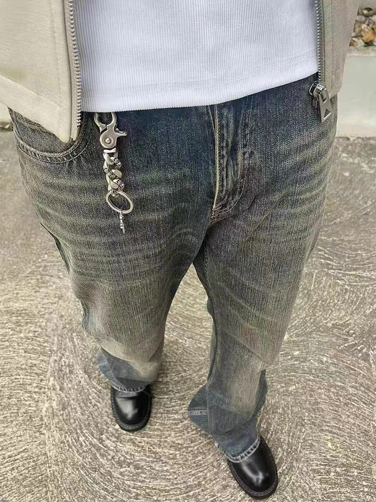 Retro Vintage Bootcut Jeans Distressed Washed Bamboo Knot Micro Flared Denim Pants Straight Leg Casual Youth Autumn Spring