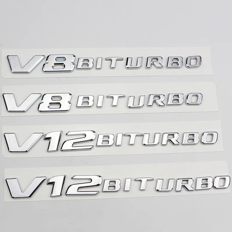 3D ABS V12 V8 BITURBO Emblem Letters Logo Car Fender Badge For Mercedes AMG C63 E63 W212 W213 S63 S65 G63 G65 ML63 Accessories