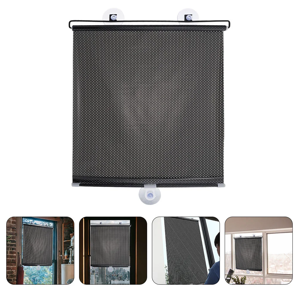 Curtain Blackout Windshield Roller Temporary Window Sunshade Protection Shades Suction Cup Car Pvc Retractable