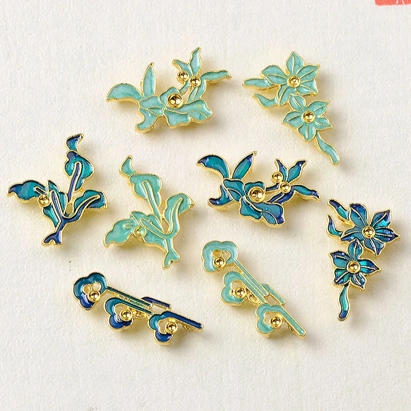 

100 pieces set of antique cloisonne flowers and leaves, accessories hair crowns, handmade materials, direct supply from stock