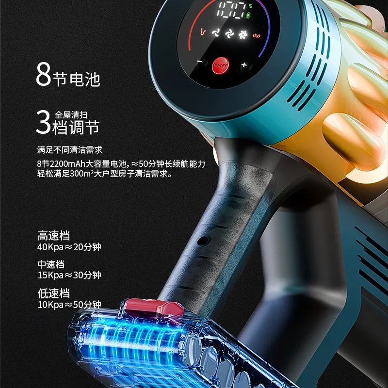 MPQU 60kPa Handheld Wireless Vacuum Cleaner 650W Brushless Motor Touchscreen Removable Battery 1.2L Dust Cup 50min Runtime