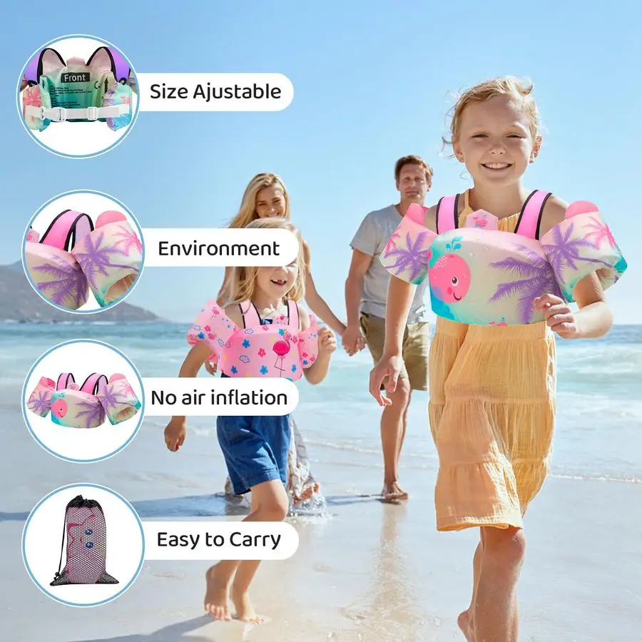 เสื้อชูชีพสำหรับเด็ก ฝึกการว่ายน้ำ ที่ช่วยลอยตัวสำหรับเด็กเล็ก พร้อมสายรัดไหล่แบบปรับได้และหัวเข็มขัดกันลื่น ปีกแขนสำหรับเด็กอายุ 22