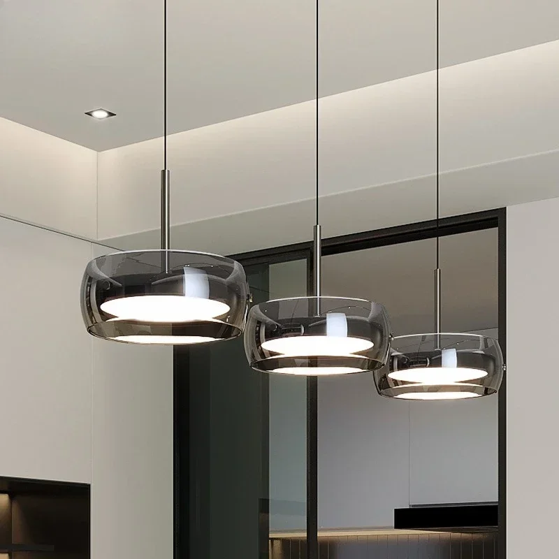 Dining table light premium sense light luxury minimalist glass three-head bar dining room Zhongshan