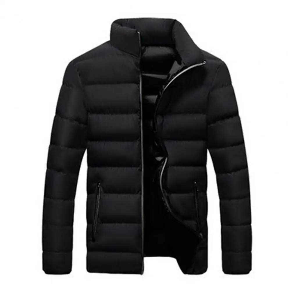 Chaqueta de algodón con cuello alto para hombre, abrigo grueso con cremallera y bolsillo, Parka cálida a prueba de viento para invierno