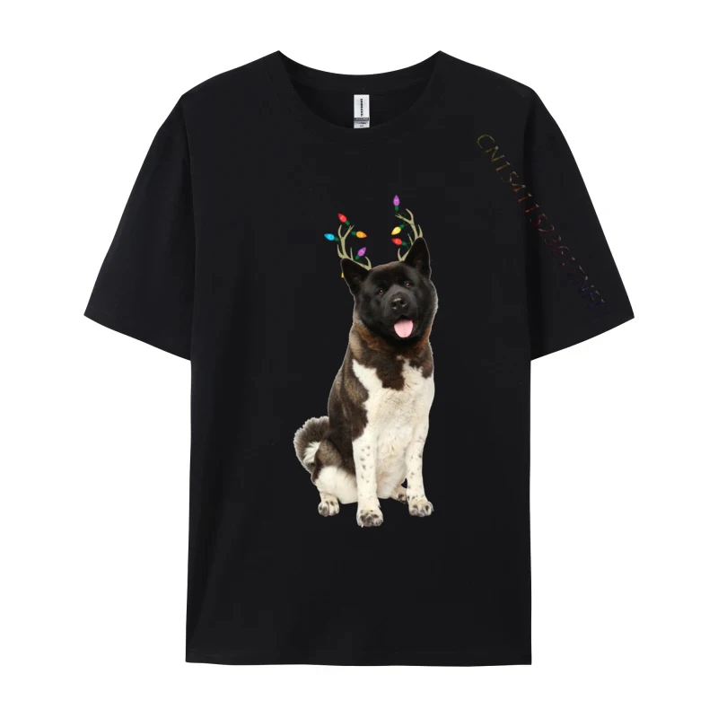 

American Akita Reindeer Christmas Dog T Shirts Round Neck Tops Tee Vintage Harajuku Oversized Clothes