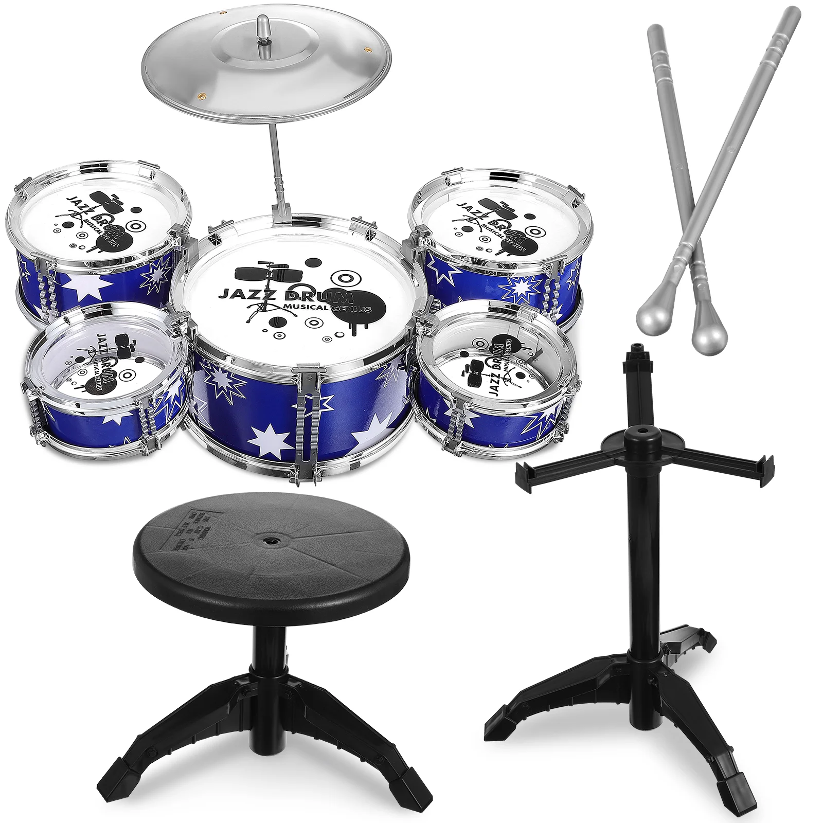 

Plastic Kids Drum Set Toy Toddler Jazz Playset Instrument Children Percussion Educational Stool Cymbal for Ages