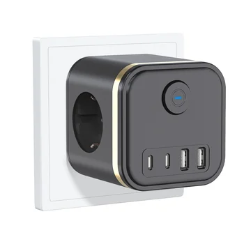 Extension de prise murale 3680W avec 3 prises ca, 2 Ports USB 2 Type C, multiprise de prise ue, chargeur de bureau 230V avec interrupteur pour la maison