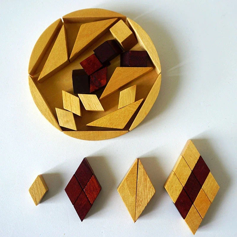 나무 모자이크 모양 퍼즐 마음 두뇌 티저 도전 몬테소리 성인을위한 교육 게임 퍼즐 어린이