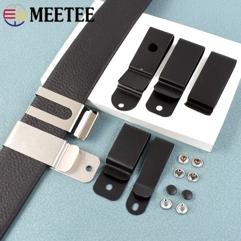 2/5/10Pcs Meetee Belt Clip Buckle Metal Sheath Clips Clasp Double Holes Spring Hook for Pockets Wallet Tape Buckles Hardware