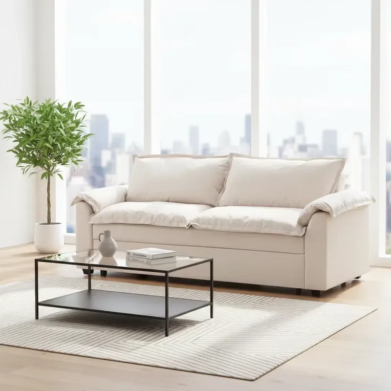 Foshan Furniture Factory ODM/OEM Custom Extendable Reclining 2 Seater Sofa Bed Pull Out Folding Living Room