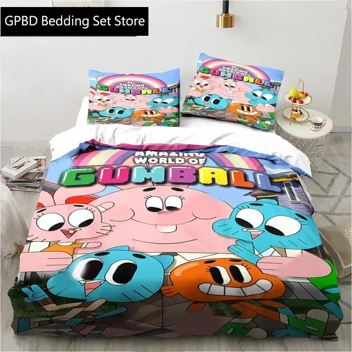 Cartoon The Amazing World Gumball Bedding Set Bedroom Soft Modern Bedspreads Comefortable Duvet Cover Quilt Cover And Pillowcase