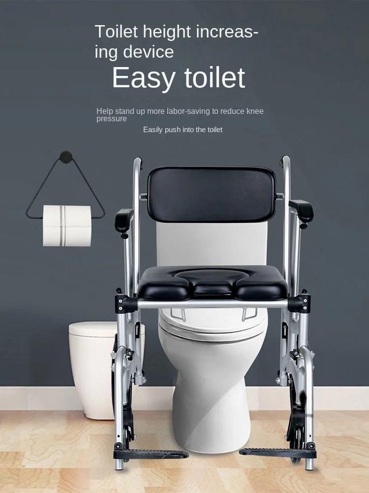 Wheelchair the elderly foldable toilet chair wheels bathing chair disabled person mobile toilet for pregnant women Bathing seat