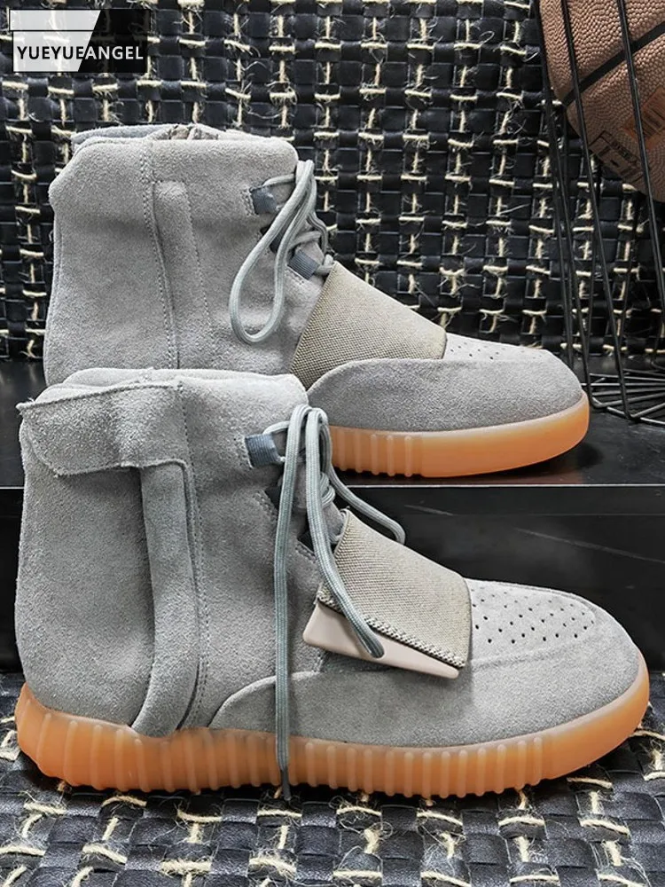 New Men Motorcycle Riding Comfortable Ventilate Round Toe Mid Heel Cow Suede Leather Work Shoes Fashion Men Lace Up Ankle Boots
