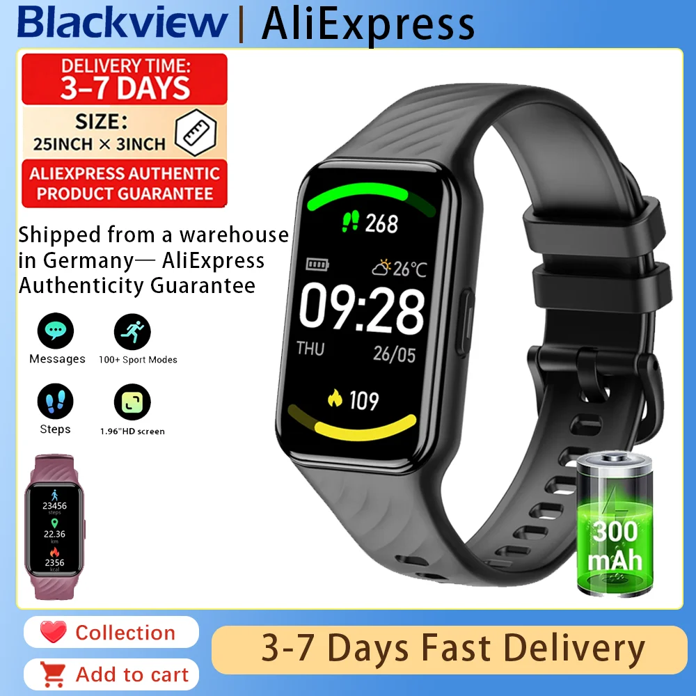 

Blackview R10 Smart Watch 100+ Sport Modes 1.47‘’ TFT Display Heart Rate Health Monitoring Bluetooth Smartwatch for Men Women