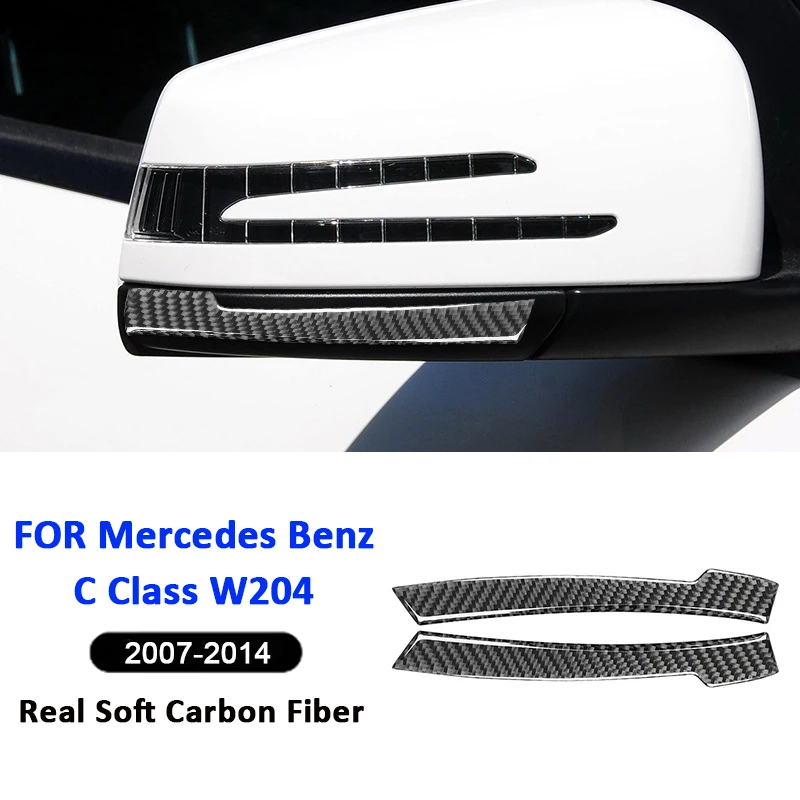 

For Mercedes Benz C Class W204 2007-2014 Carbon Fiber 2PCS Car Rearview Mirror Protection Anti-scratch Strips Decorative Sticker