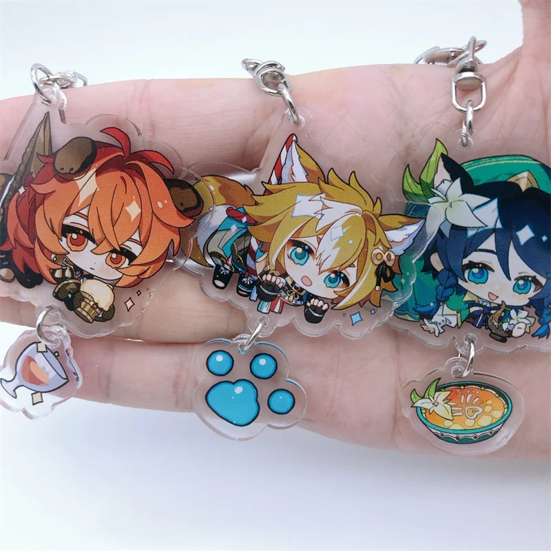 Game Impact Dori Dainsleif Kaedehara Kazuha Tighnari Xiao Keychain Badge Accessories Anime Key Chain Cartoon Pendant