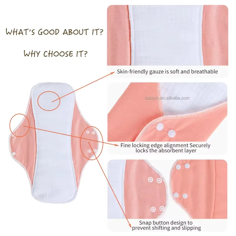 3Pcs 25x33cm Reusable Organic Cotton Menstrual Pads 3Layers Microfiber Washable Sanitary Napkin Absorbent Period Inner Pad