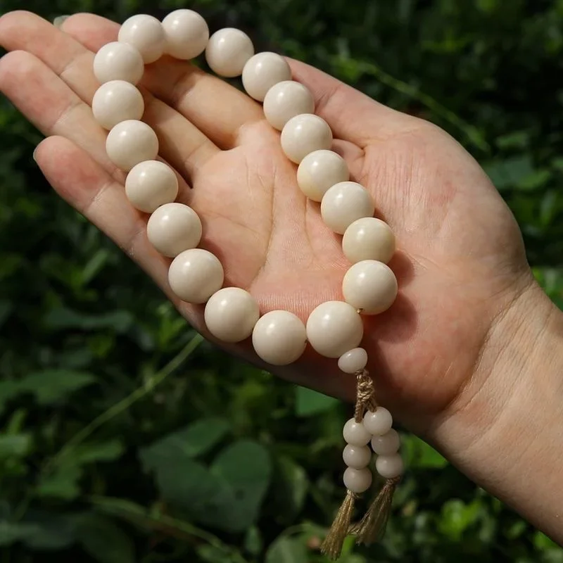 Natuurlijke Witte Jade Bodhi Wortel Armband Oude Type Emmer Kralen Handheld Kwastje I Fragrantbuddha En Recitatie