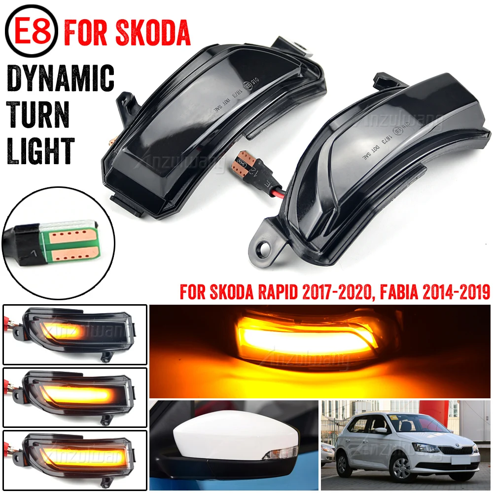 

Side Wing Mirror Indicator Dynamic Turn Signal LED Light For Skoda Fabia 2014 2015 2016 2017 2018 2019 Rapid 2017-2020