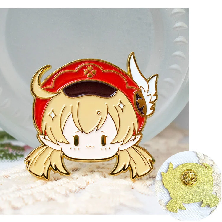 1PC Anime Game Genshin Impact Xiao Hutao Alloy Lapel Badges Clothes Jewelry Collar Brooches Accessories Cute Gifts For Friend