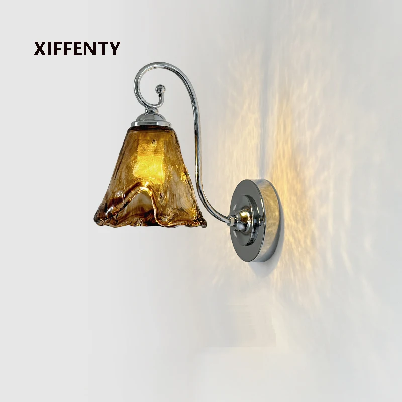 

Bedroom bedside wall lights retro glass living room background wall light corridor corridor interior decoration lights
