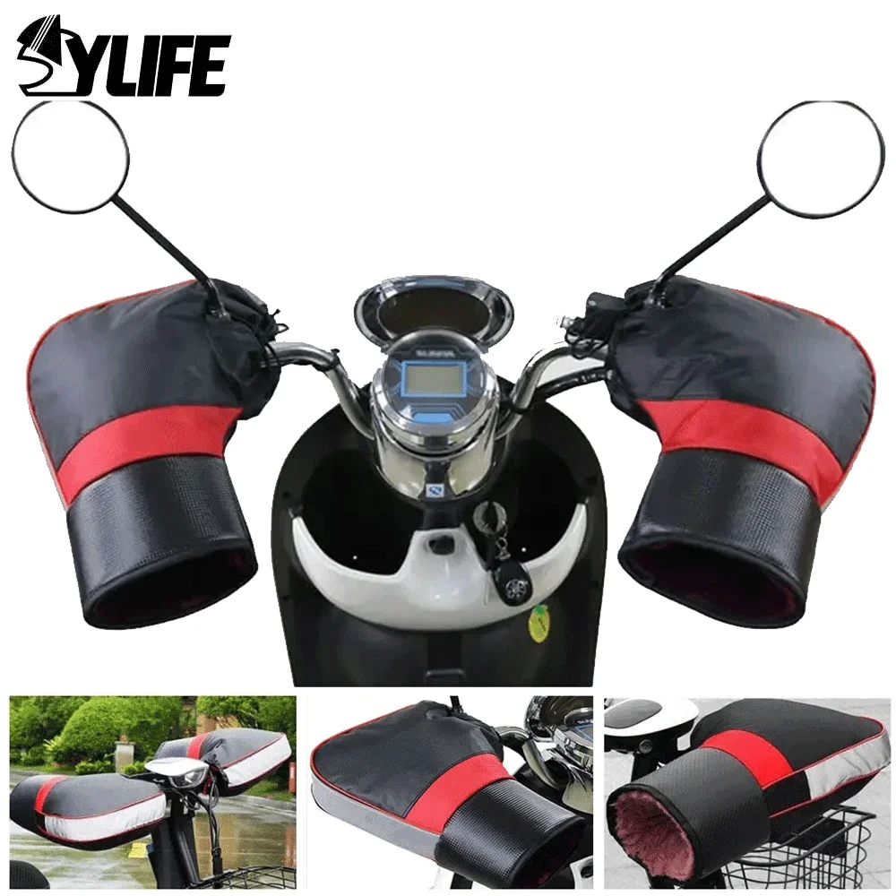 

Motorcycle Gloves Windproof Warm Handlebar Waterproof Motocross Motor Scooter Gloves Electric Vehicles Reflective Winter Gloves