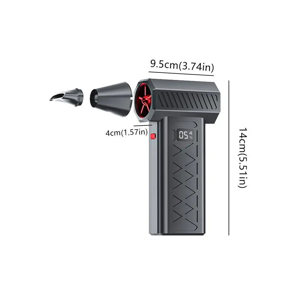 منفضة هواء مضغوطة 130000 دورة في الدقيقة قابلة لإعادة الشحن، منفضة هواء كهربائية لاسلكية فائقة القوة، 6 تروس منفاخ صغير قابل للتعديل مع ضوء #6