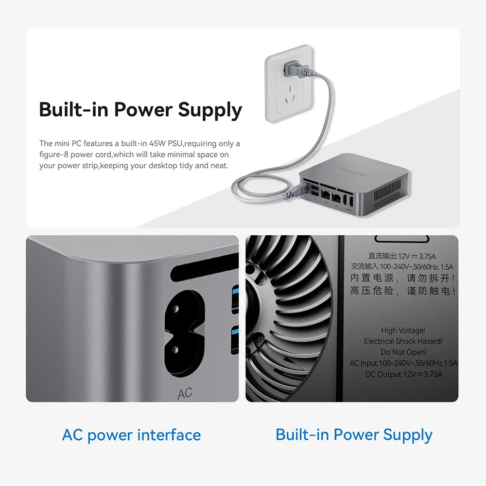 2024 OUMAX كمبيوتر صغير Intel N100 16GB 500GB N95 8GB 256GB هادئ مزدوج 1000M LAN كمبيوتر مكتبي صغير VS Mini S12 Pro N100 T8 Pro